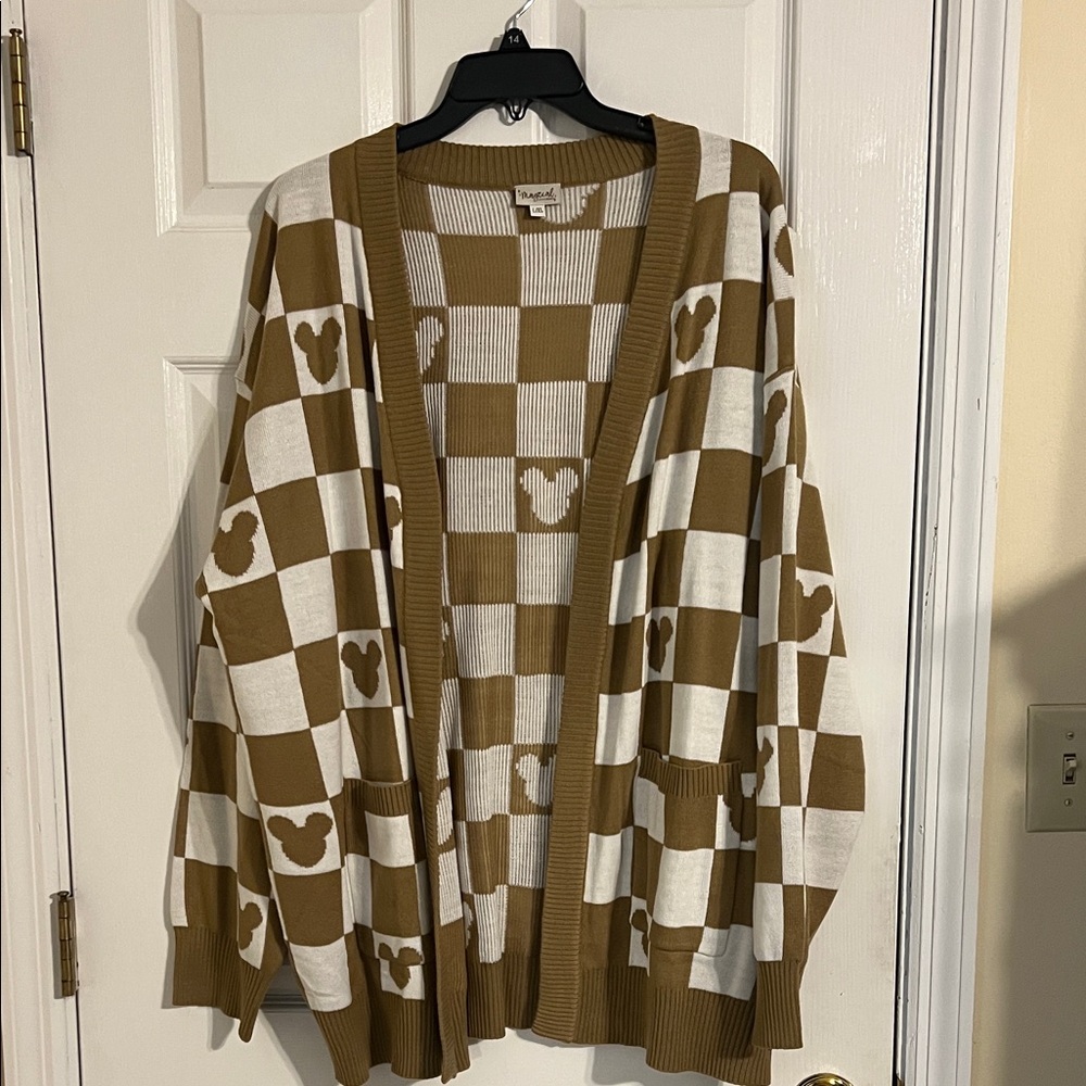 Mickey Brown and White Checkered Cardigan